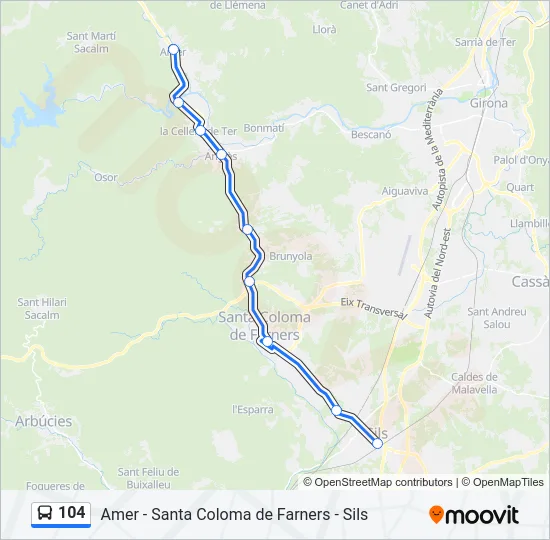 104 Bus Line Map