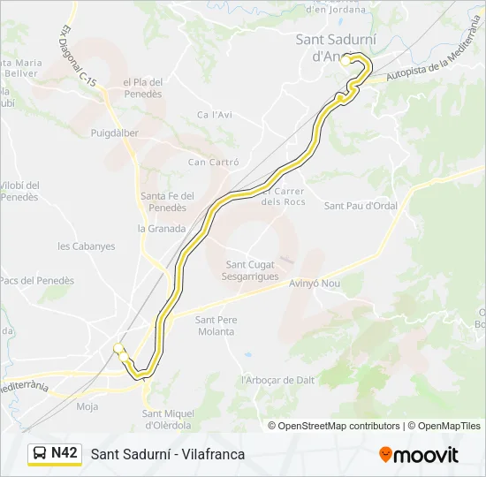N42 Bus Line Map