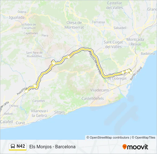 N42 Bus Line Map