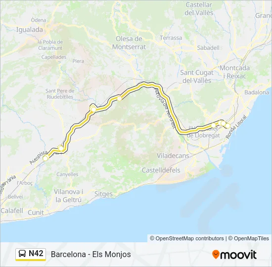 N42 Bus Line Map