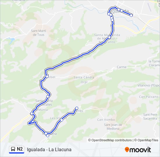 Mapa de N2 de autobús