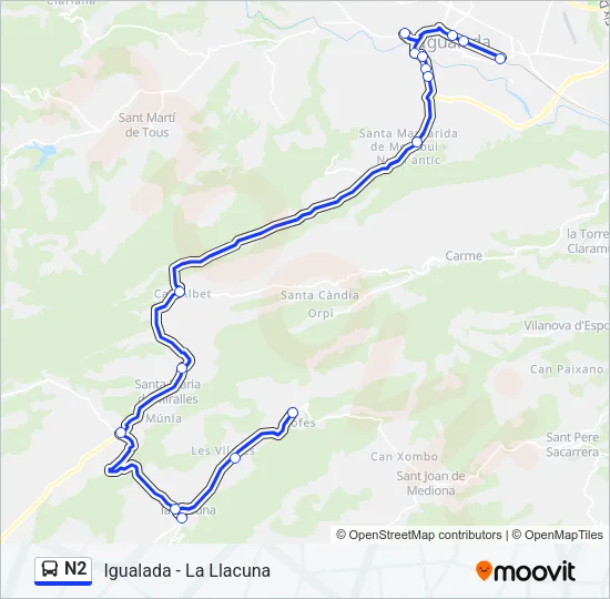 N2 Bus Line Map