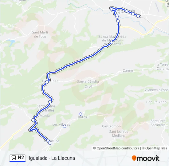 N2 Bus Line Map