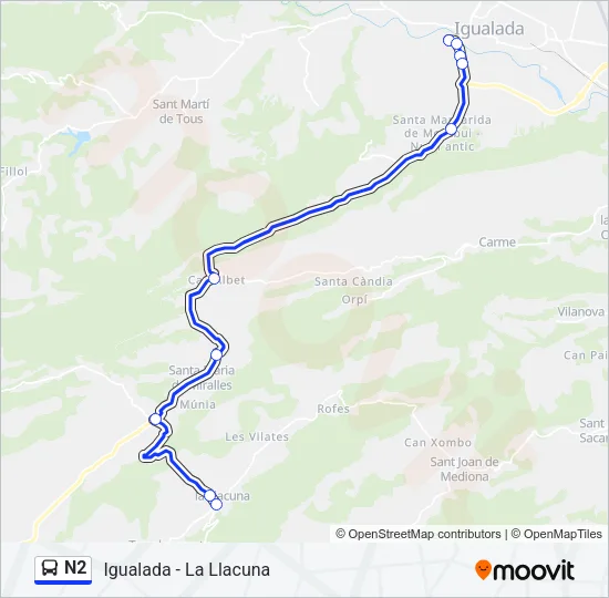 N2 Bus Line Map