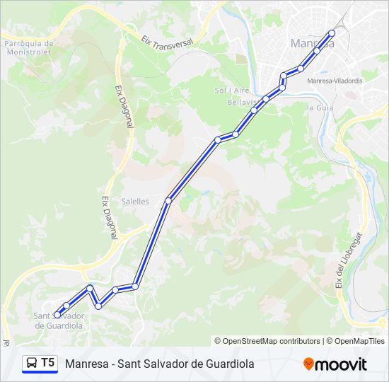 T5 bus Mapa de línia