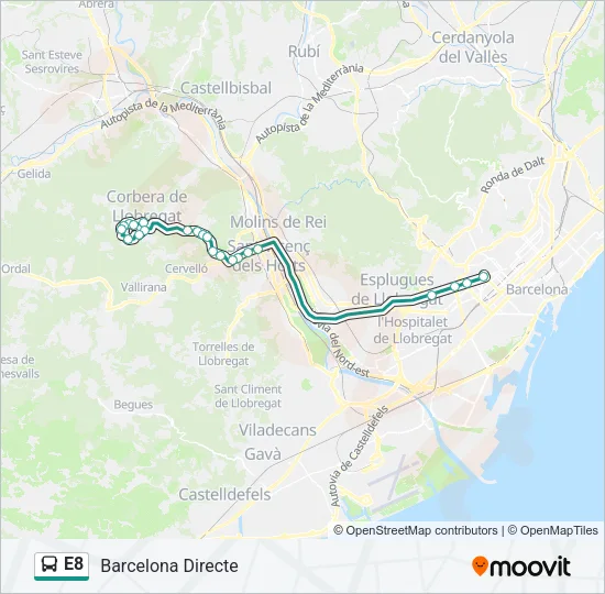E8 Bus Line Map