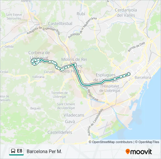 E8 Bus Line Map