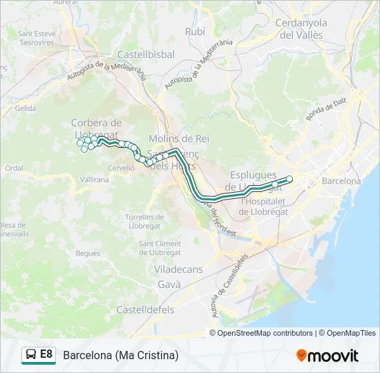 E8 Bus Line Map