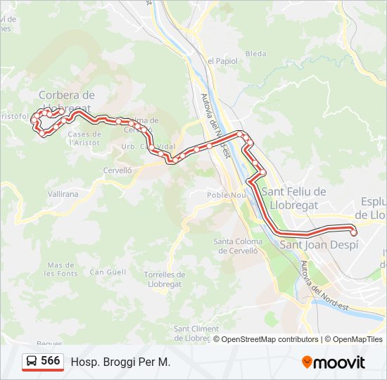 Mapa de 566 de autobús