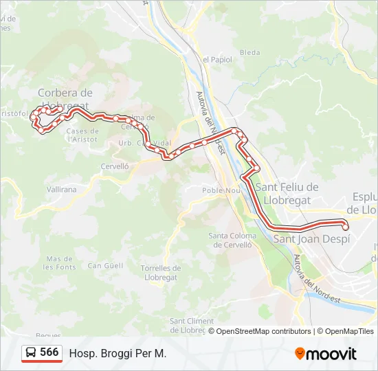 566 Bus Line Map