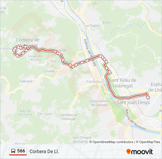 566 Bus Line Map