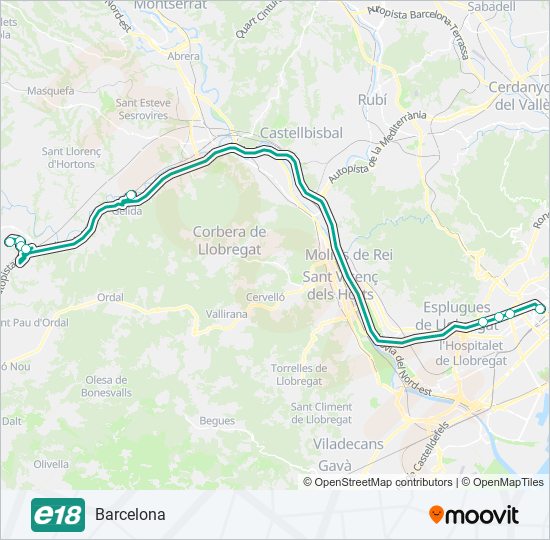 E18 bus Line Map