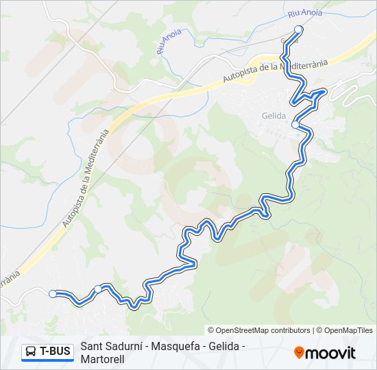 Mapa de T-BUS de autobús