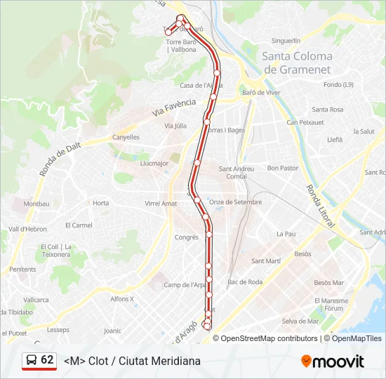 62 Bus Line Map