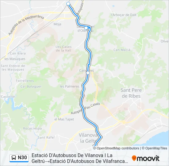 N30 Bus Line Map