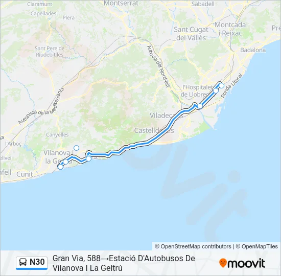 N30 Bus Line Map