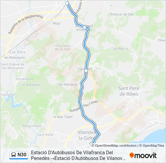 N30 Bus Line Map