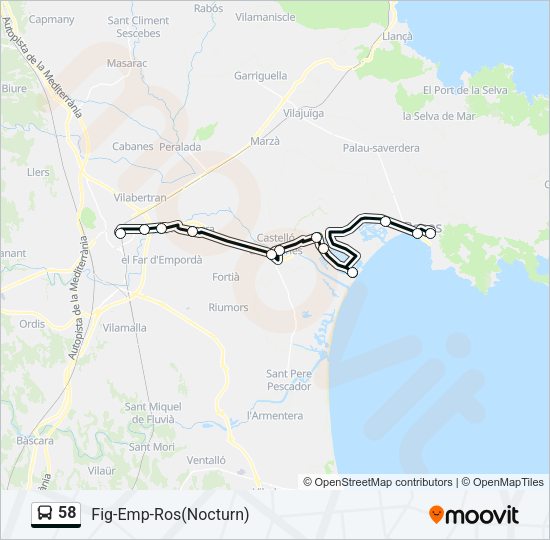 Mapa de 58 de autobús