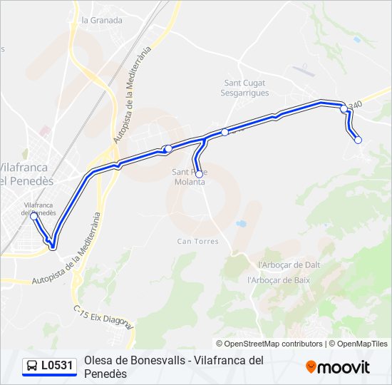 Mapa de L0531 de autobús