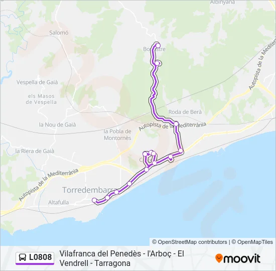 L0808 bus Mapa de línia