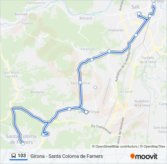 103 Bus Line Map