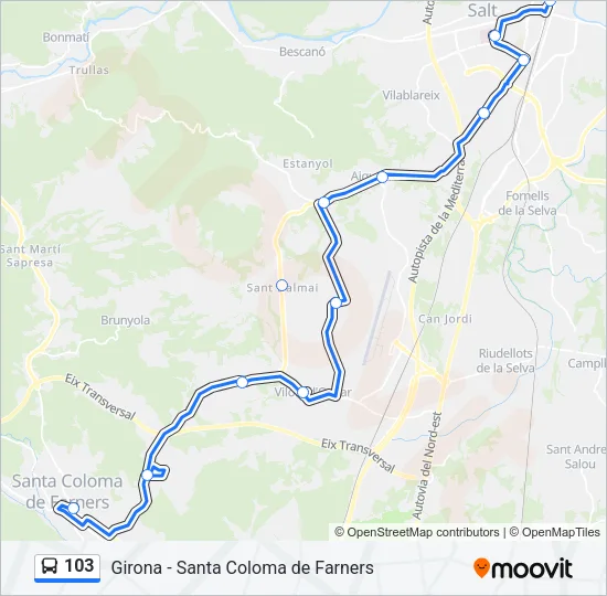 103 Bus Line Map