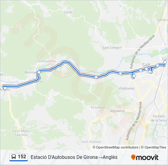 152 Bus Line Map