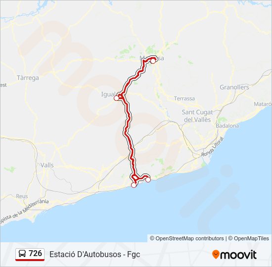 Mapa de 726 de autobús