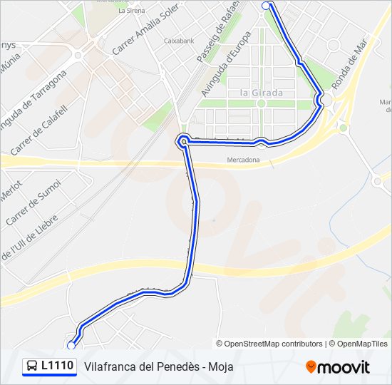 Mapa de L1110 de autobús