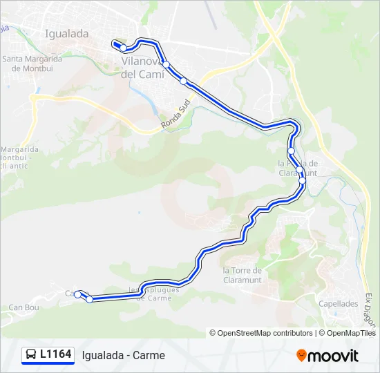 L1164 Bus Line Map