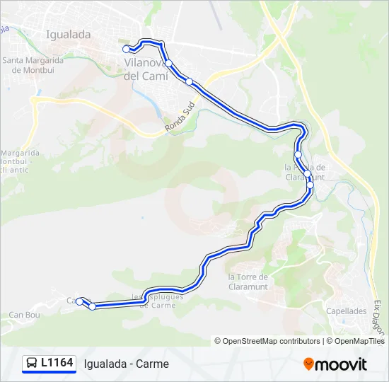 L1164 Bus Line Map