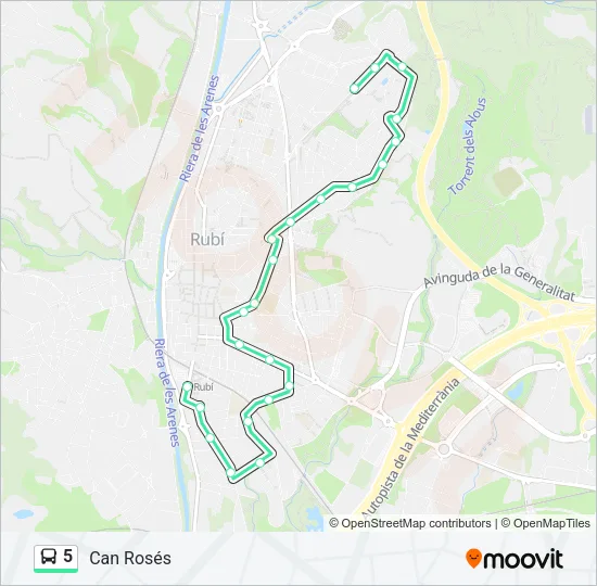 5 bus Mapa de línia