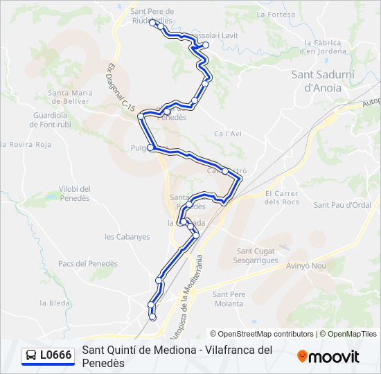 Mapa de L0666 de autobús