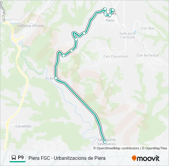 P9 Bus Line Map