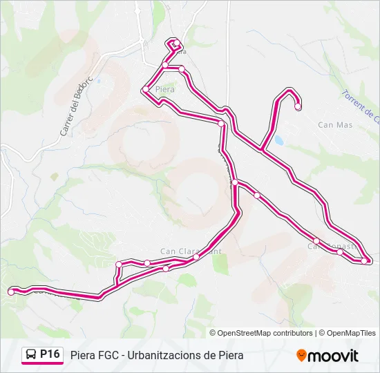 P16 Bus Line Map