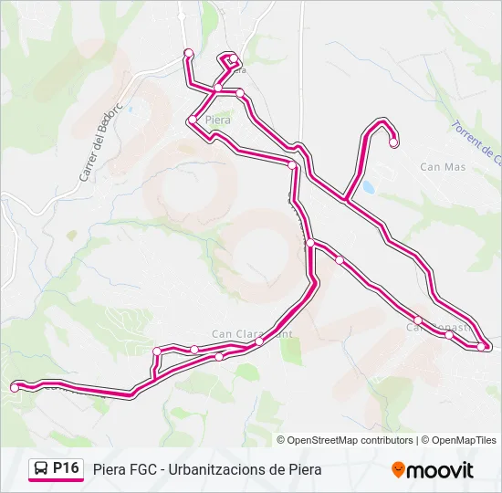 P16 Bus Line Map