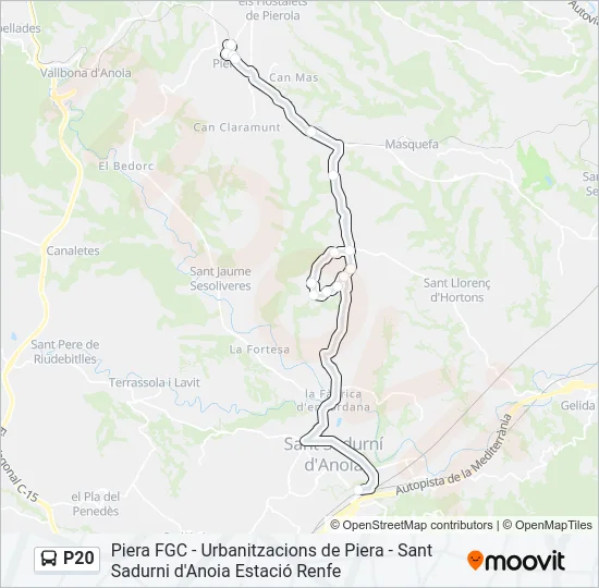 P20 Bus Line Map