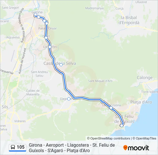 105 Bus Line Map