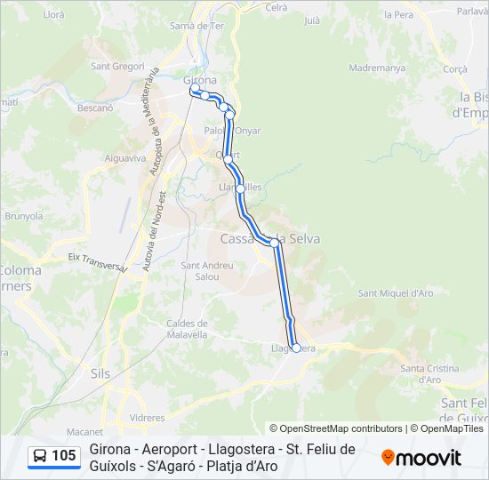 Mapa de 105 de autobús