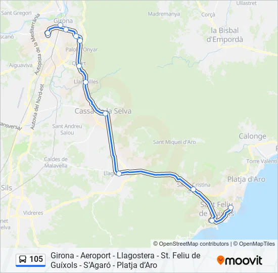 105 Bus Line Map