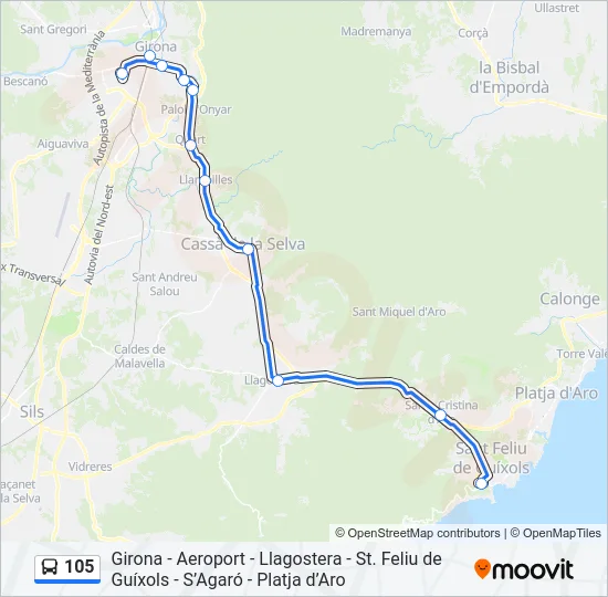 105 Bus Line Map