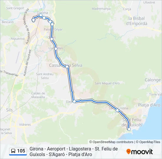 105 Bus Line Map