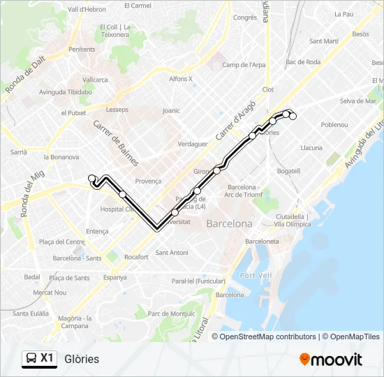 X1 Bus Line Map