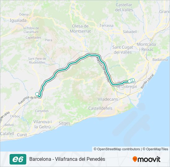 Mapa de E6 de autobús