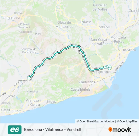 E6 Bus Line Map