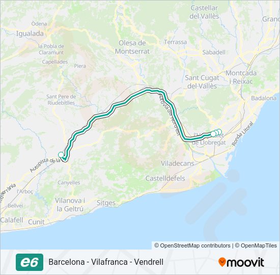 E6 Bus Line Map