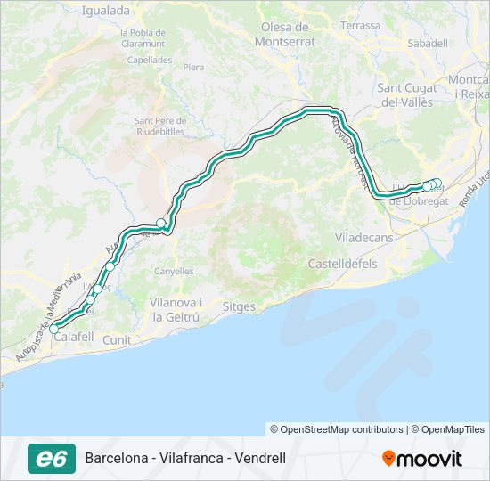 Mapa de E6 de autobús