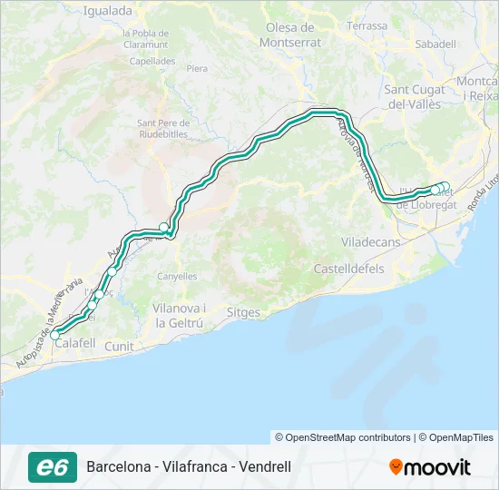 E6 Bus Line Map
