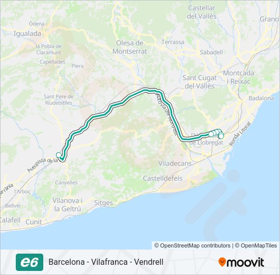 E6 Bus Line Map