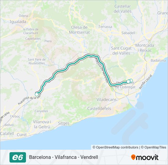 E6 Bus Line Map